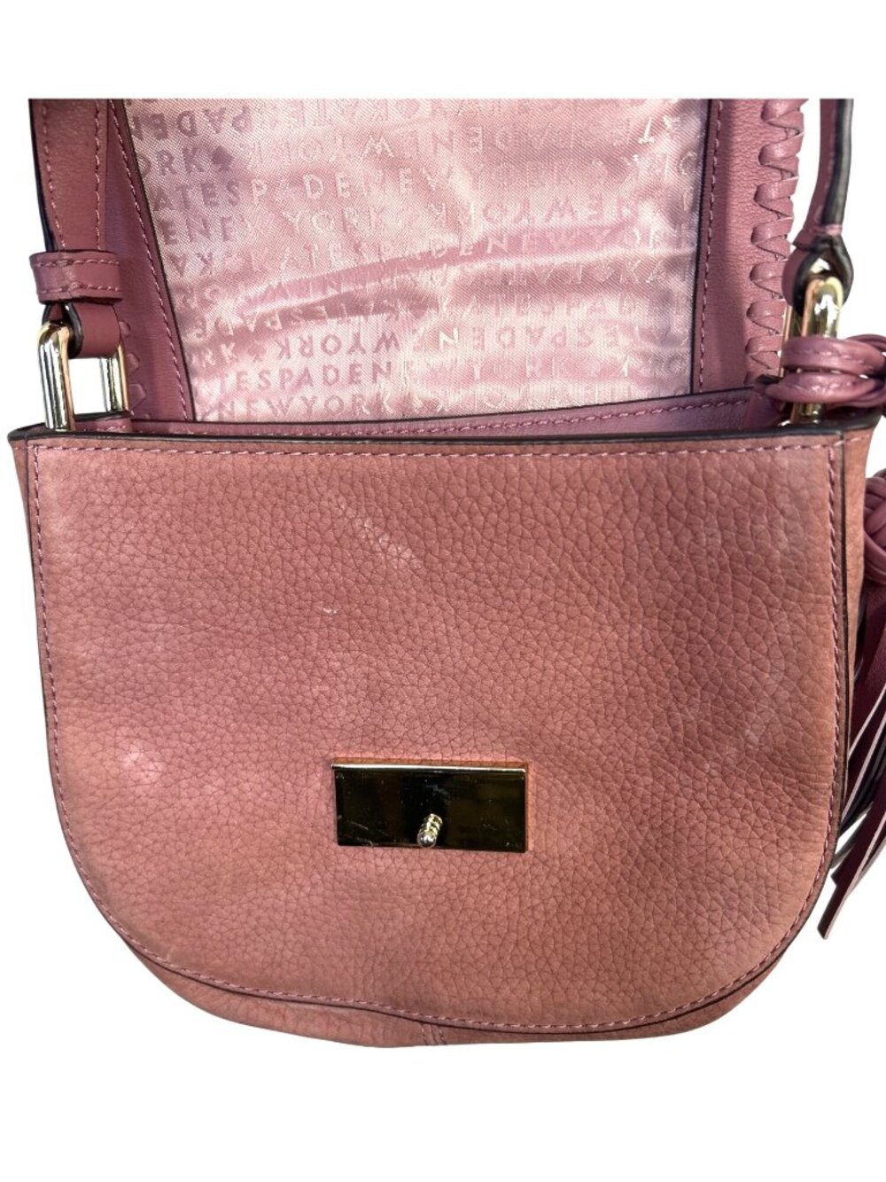 Kate Spade New York Adalise Somerton Crossbody Bag Pink Suede Leather Coquette - Picture 9 of 16